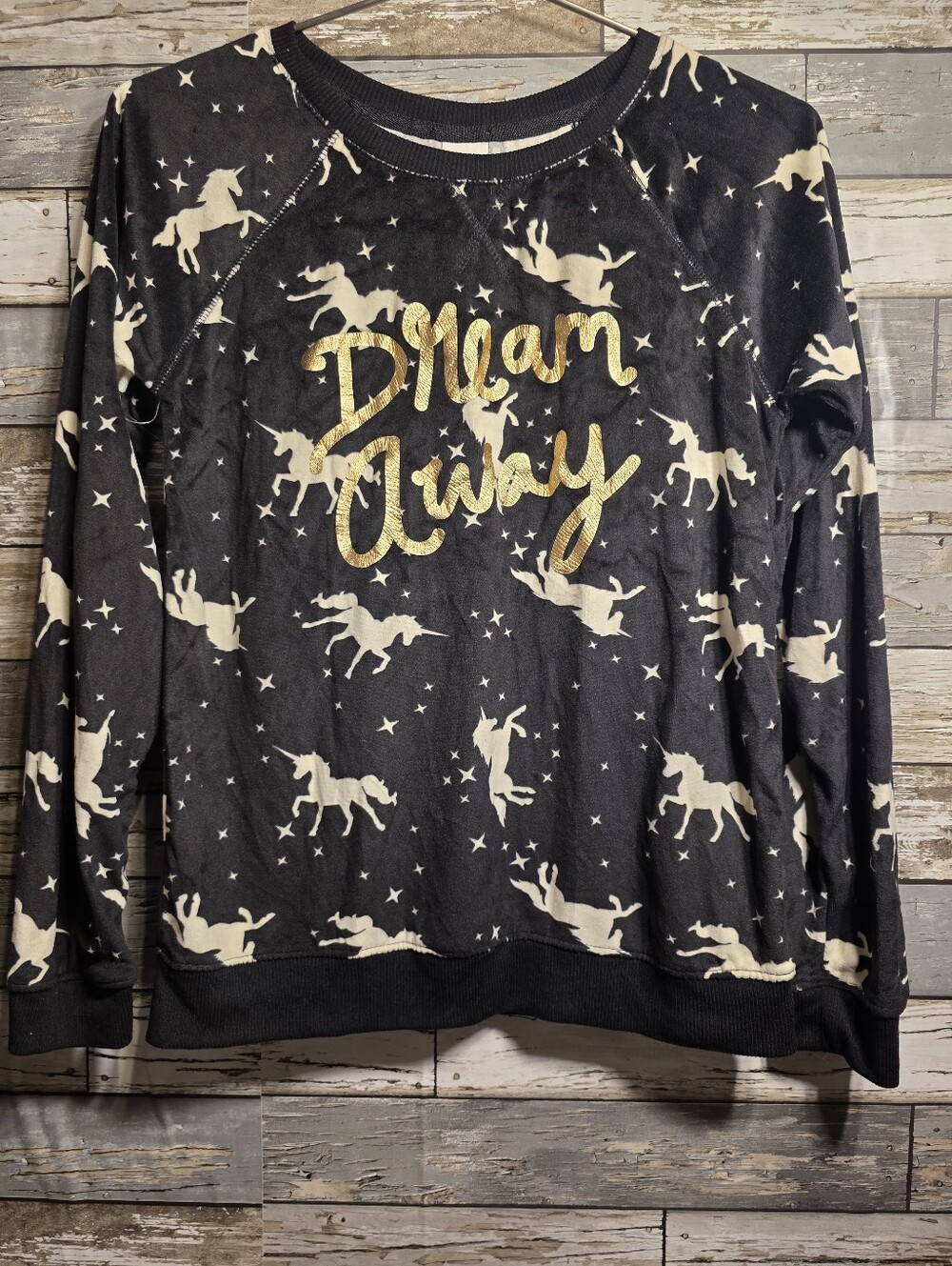 Cat & Jack Black Unicorn Print Pajama Top with Gold Script